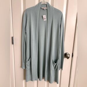 LOFT open cardigan in lightweight fabric. Blue/turquoise shade Size-Small